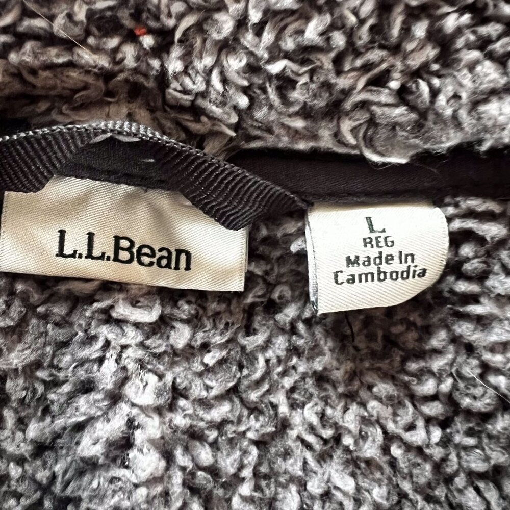 L.L.Bean Hi-Pile Fleece Jacket Gray Grey Large - Picture 8 of 14
